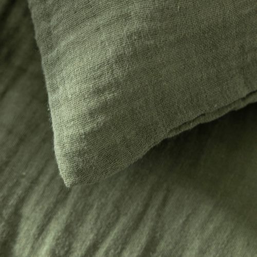 Taie D'oreiller Gaze De Coton Noa Kaki 50x70 Cm
