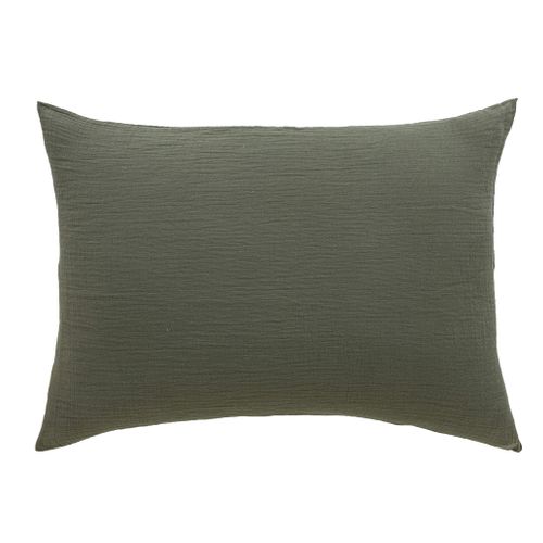 Taie D'oreiller Gaze De Coton Noa Kaki 50x70 Cm