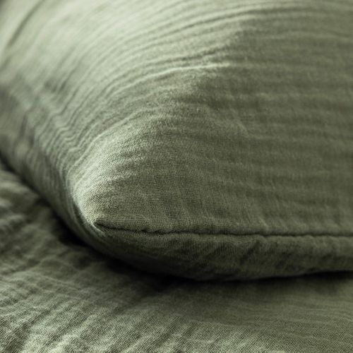 Taie D'oreiller Gaze De Coton Noa Kaki 50x70 Cm