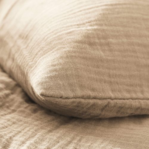 Taie D'oreiller Gaze De Coton Noa Beige 63x63 Cm