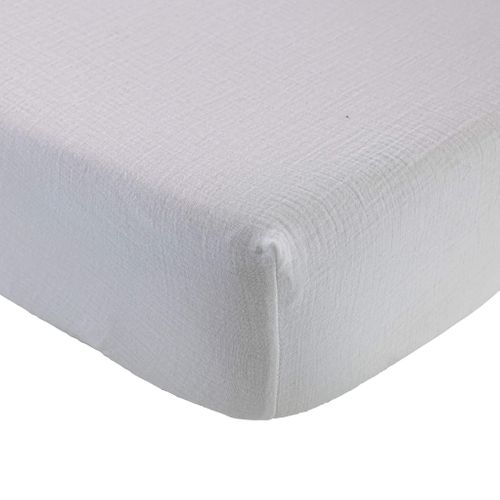 Drap Housse Gaze De Coton Noa Blanc 90x190 Cm