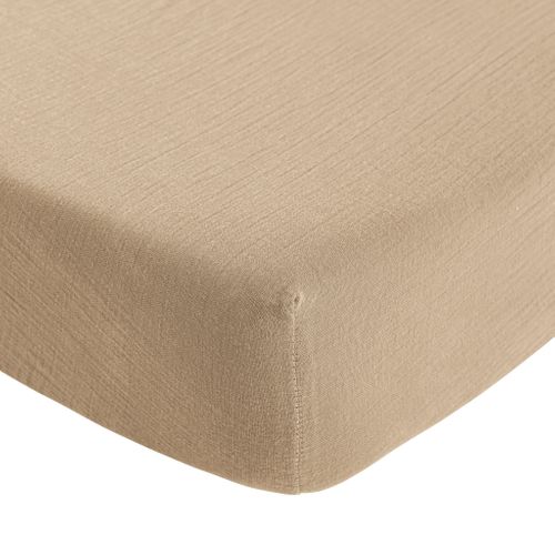 Drap Housse Bébé Gaze De Coton Noa Beige 60x120 Cm