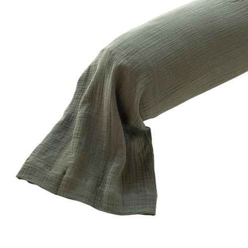 Taie De Traversin Gaze De Coton Noa Kaki 43x165 Cm