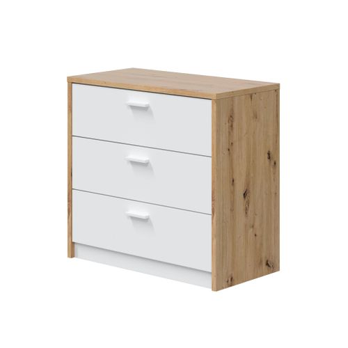 Bureau Extensible 3 Tiroirs Naturel Et Blanc