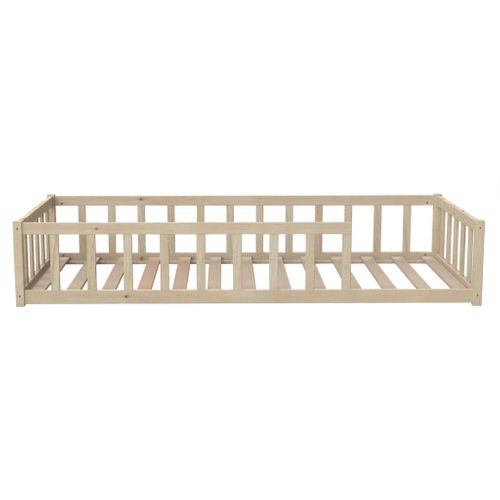 Lit Inspiration Montessori Enfant à Barreaux Blanc 90x190