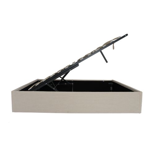 Lit Coffre En Velours Côtelé Grosses Côtes Écru 140x190