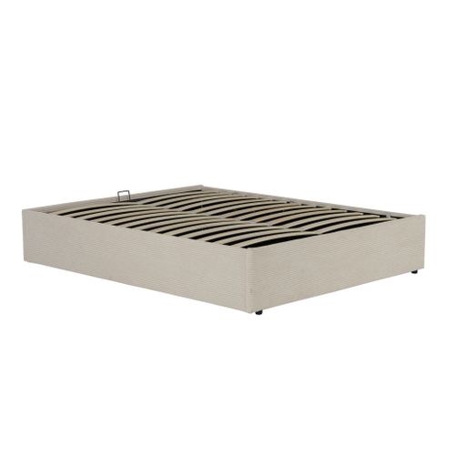 Lit Coffre En Velours Côtelé Grosses Côtes Écru 140x190