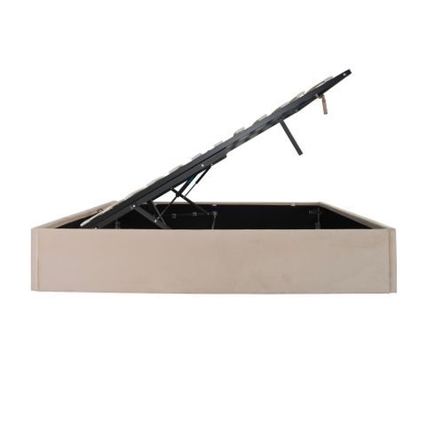 Lit Coffre En Velours Écru 140x190