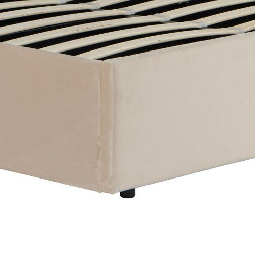 Lit Coffre En Velours Écru 140x190