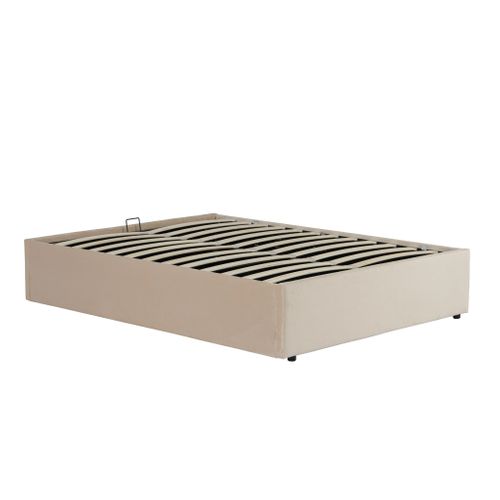 Lit Coffre En Velours Écru 140x190