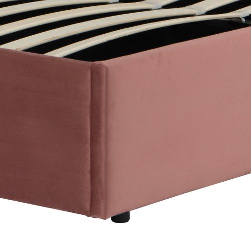 Lit Coffre En Velours Rose Poudré 140x190
