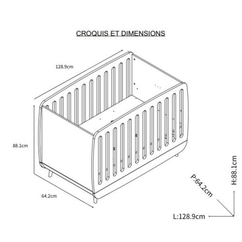 Lit Bébé En Bois 60x120 Bleu