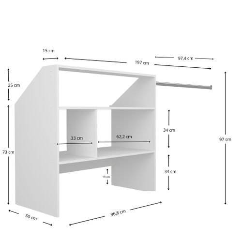 Dressing Sous Pente Avec Niches Et Penderie Blanc