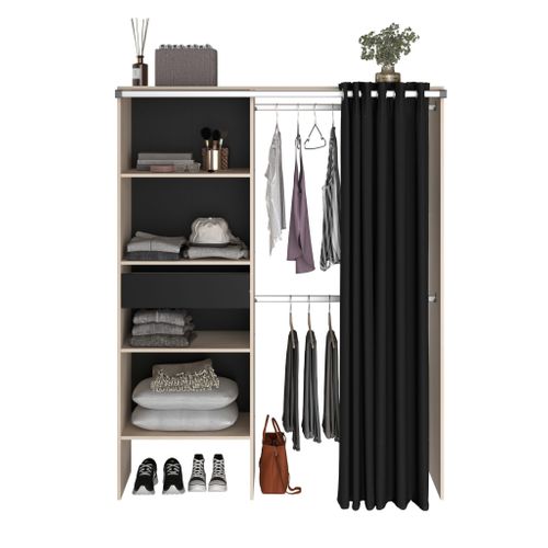 Dressing Une Colonne Avec 4 Niches Et Un Tiroir 182 Cm Noir