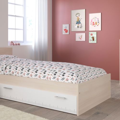 Lit Enfant Avec Tiroir Et Marche Bicolore 90x190