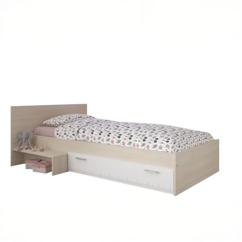 Lit Enfant Avec Tiroir Et Marche Bicolore 90x200