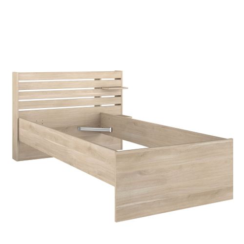 Lit Enfant 90 X 190/200 Cm Chevet Inclus Effet Bois Naturel