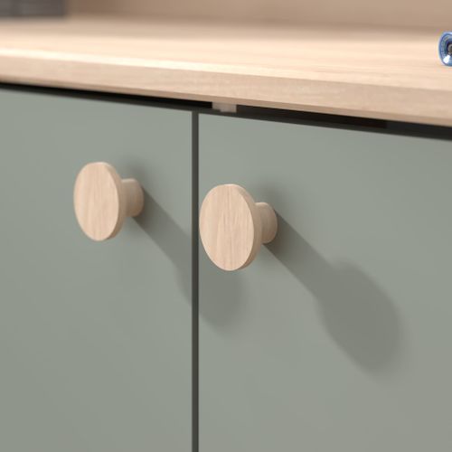 Lit Enfant 90x190/200 Avec Bureau Et Rangements Vert D'eau