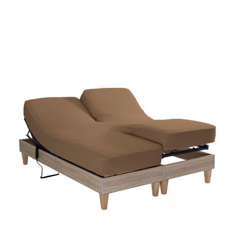 Drap Housse Jersey Tpr Pour Sommier Articulé Caramel 2x90x200