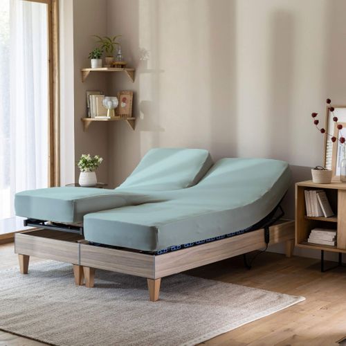 Drap Housse Jersey Tpr Pour Sommier Articulé Céladon 2x70x190