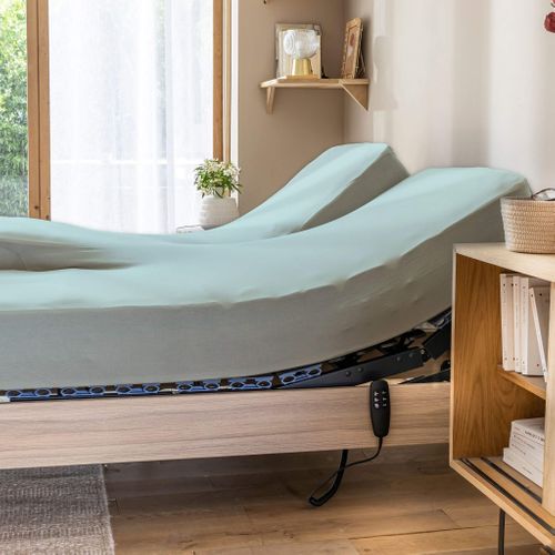 Drap Housse Jersey Tpr Pour Sommier Articulé Céladon 2x70x190