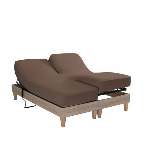 Drap Housse Jersey Tpr Pour Sommier Articulé Noisette 2x90x200