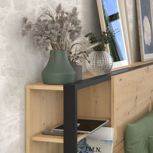 Tête De Lit Avec Étagères Et Chevets Noir