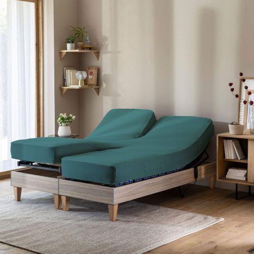 Drap Housse Jersey Tpr Pour Sommier Articulé Émeraude 2x80x200