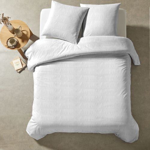 Parure De Lit Seersucker Blanche 260x240 Cm