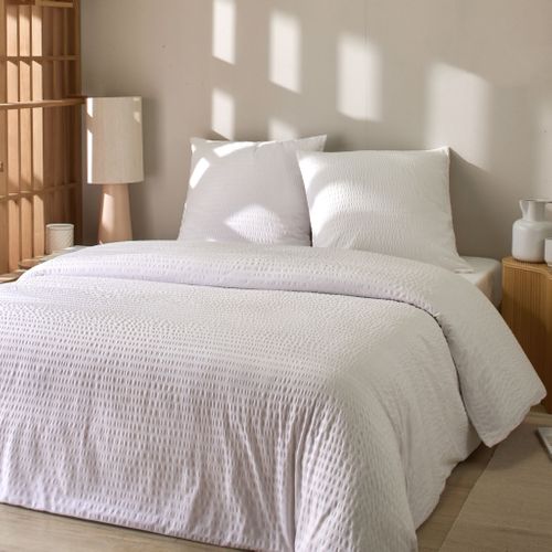 Parure De Lit Seersucker Blanche 260x240 Cm