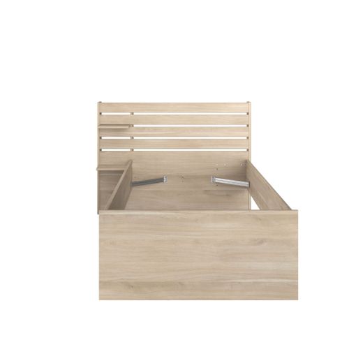 Lit Enfant 90x190/200 Avec Chevet Et Tiroirs Effet Bois Naturel