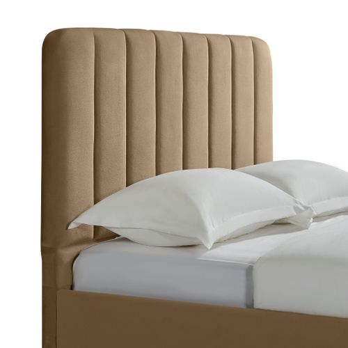 Lit 140x190 Velours Avec Pieds Métal Doré Taupe