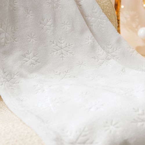 Plaid Polaire Chaud Blanc 130x170 Flocon