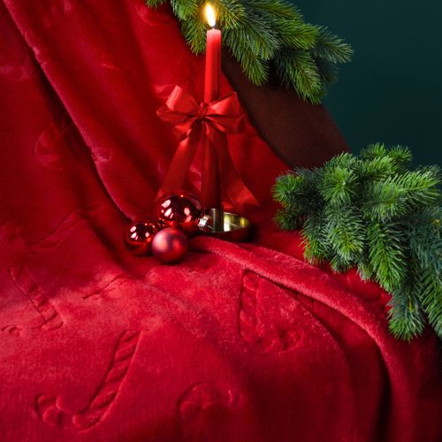 Plaid Polaire Chaud Rouge 130x170 Sucre D'orge