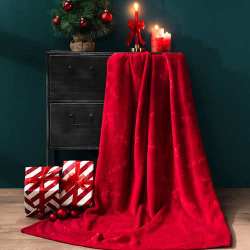 Plaid Polaire Chaud Rouge 130x170 Sucre D'orge