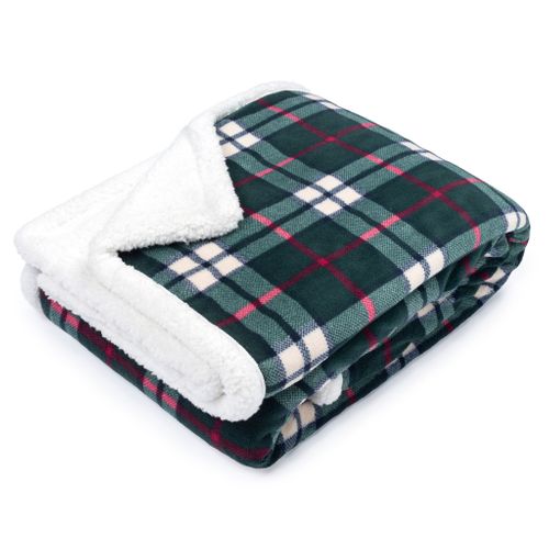 Plaid Polaire Cocooning Vert 130x170 Carreaux