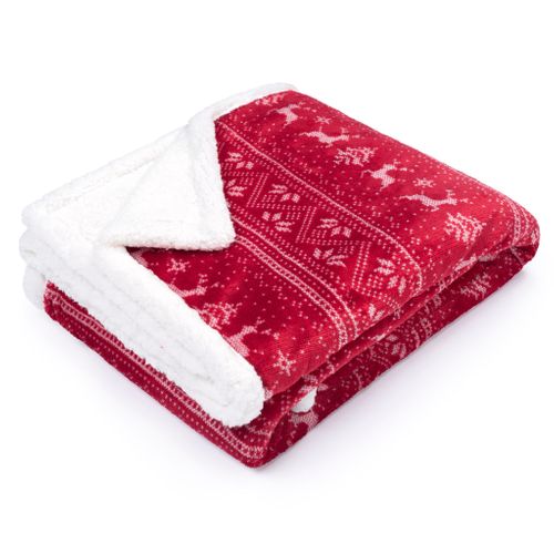 Plaid Polaire Cocooning Rouge 130x170 Cerf