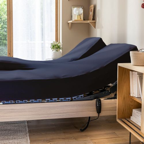 Drap Housse Jersey Tpr Pour Sommier Articulé 2x80x200 Bleu Marine