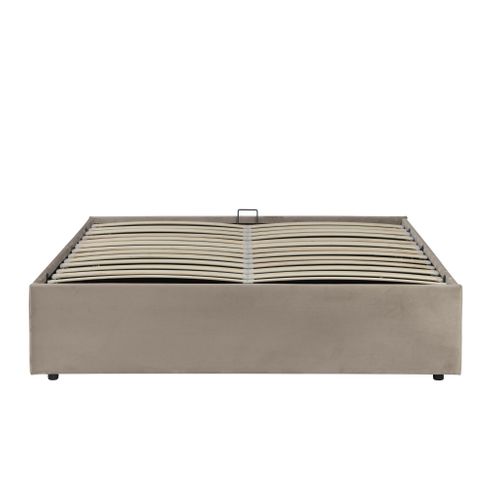 Lit Coffre En Velours Taupe 140x190