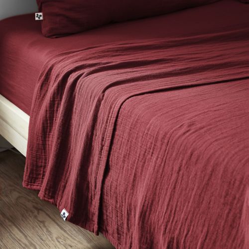 Drap Plat Gaze De Coton Lie De Vin 270x300 Cm