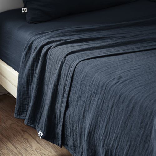 Drap Plat Gaze De Coton Minuit 270x300 Cm