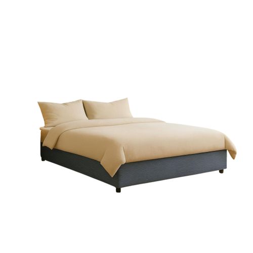 Lit Coffre En Velours Côtelé Grosses Côtes 140x190 Bleu