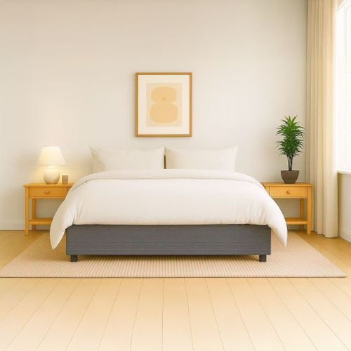 Lit Coffre En Velours Côtelé Grosses Côtes140x190 Gris