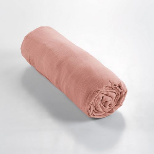 Drap Housse Double Gaze De Coton Rose Pêche 180x200 Cm