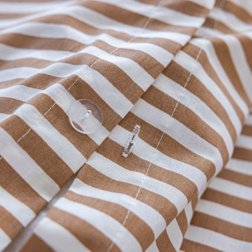 Parure De Lit Coton à Rayures Horizon Marron 140x200 Cm