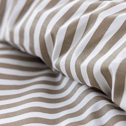 Parure De Lit Coton à Rayures Horizon Beige 140x200 Cm