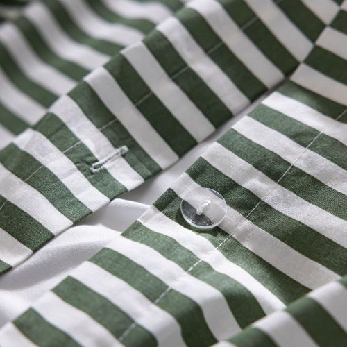 Parure De Lit Coton à Rayures Horizon Vert 140x200 Cm