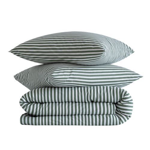 Parure De Lit Coton à Rayures Horizon Vert 260x240 Cm