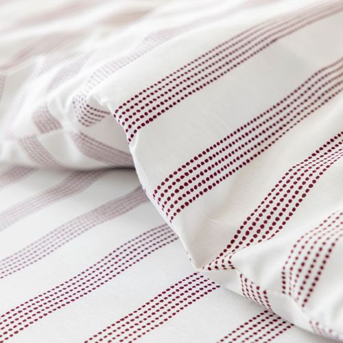 Parure De Lit Coton à Rayures Bordeaux Pointillé Bordeaux 260x240 Cm
