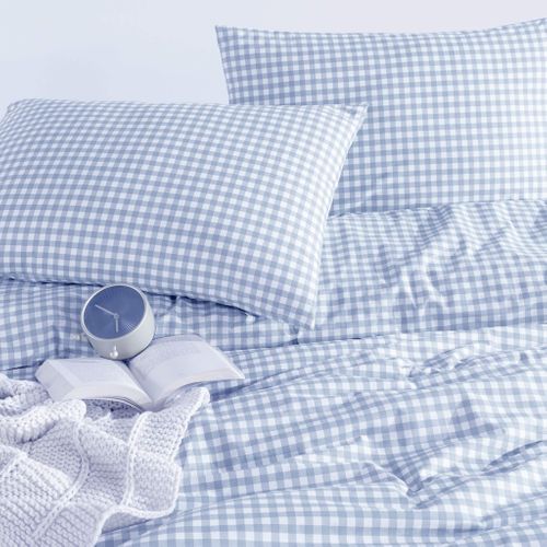 Parure De Lit Vichy Bleu 200x200 Cm